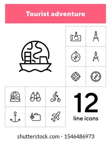 Tourist adventure icon set. Travel concept. Vector illustration can be used for topics like cruise, journey, holiday