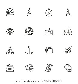 Tourist adventure icon set. Travel concept. Vector illustration can be used for topics like cruise, journey, holiday