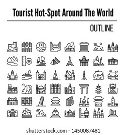 tourist attraction in the world, with an outline style