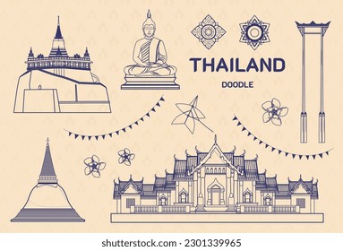 Tourist attractions, famous landmarks, travel in Thailand and tasting Thai food on vacation Asia travel destinations
