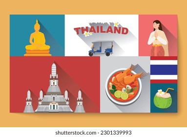 Tourist attractions, famous landmarks, travel in Thailand and tasting Thai food on vacation Asia travel destinations