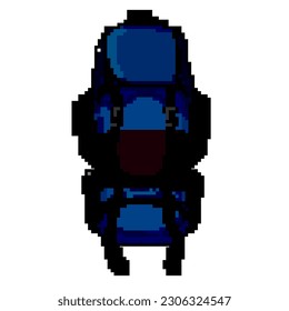 tourist backpack camp game pixel art retro vector. bit tourist backpack camp. old vintage illustration
