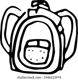 Tourist backpack engraving vector illustration
