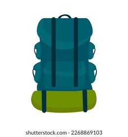 Icono plano de mochila de turismo. Elemento vector coloreado de la colección de camping. Icono de mochila de turismo creativo para diseño web, plantillas e infografías.