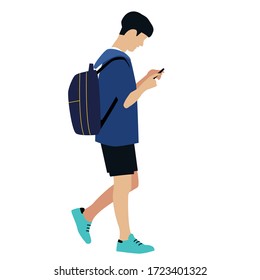tourist with backpack flat style vector illustration