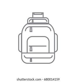 Tourist backpack or hike bags, knapsacks linear icon. Vector illustration, flat design.