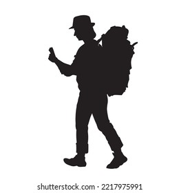 tourist with backpack holding map . backpacker searching direction on location map while traveling.