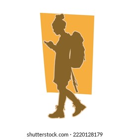 tourist with backpack holding map . backpacker searching direction on location map while traveling