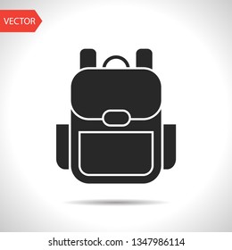 Tourist backpack illustration. Adventures vector icon