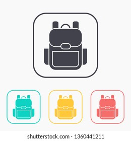 Tourist backpack illustration. Adventures vector color icon set 