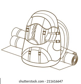 tourist backpack isolated on white (vector illustration)