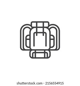 Tourist backpack line icon. linear style sign for mobile concept and web design. Knapsack outline vector icon. Symbol, logo illustration. Vector graphics