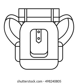 Tourist backpack with mat icon. Outline illustration of tourist backpack with mat vector icon for web