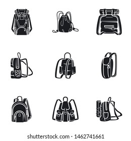 Tourist backpack vector icon set. Simple set of 9 tourist backpack vector icons for web design isolated on white background