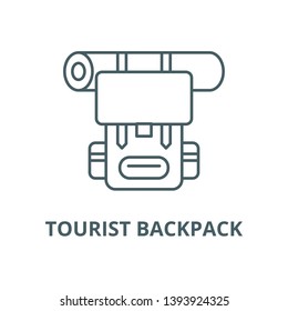 Tourist backpack vector line icon, linear concept, outline sign, symbol