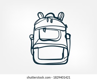 tourist backpack vector single one line isolated design element