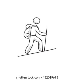 Tourist backpacker vector sketch icon isolated on background. Hand drawn Tourist backpacker icon. Tourist backpacker sketch icon for infographic, website or app.