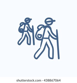 Tourist backpackers vector sketch icon isolated on background. Hand drawn Tourist backpackers icon. Tourist backpackers sketch icon for infographic, website or app.