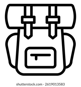 Tourist bag line icon, eco tourism concept. Vector graphics. Hiking backpack, traveling sign on white background, style mobile or design