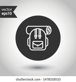 Tourist bag vector sign. Backpack icon. EPS 10 flat symbol. Bag line icon. Round icon design