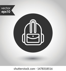 Tourist bag vector sign. Backpack icon. EPS 10 flat symbol. Bag line icon. Round icon design