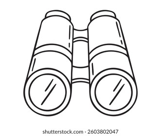 Tourist binoculars optical vision device doodle hand drawn icon. Outline drawing binoculars line clipart symbol. Vector illustration