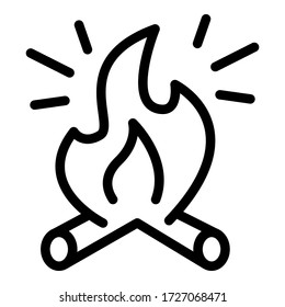 Tourist bonfire icon. Outline tourist bonfire vector icon for web design isolated on white background