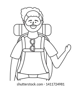 Tourist boy cartoon with bag design