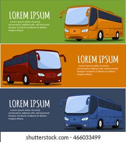 Tourist bus banner. City Bus. Bus icon. Big tour bus vector illustration. Illustration of coach buses.