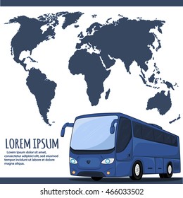 Tourist bus banner. City Bus. Bus icon. Big tour bus vector illustration. Illustration of coach buses.