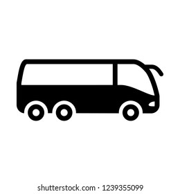 Tourist bus. Black icon isolated on white background, flat style