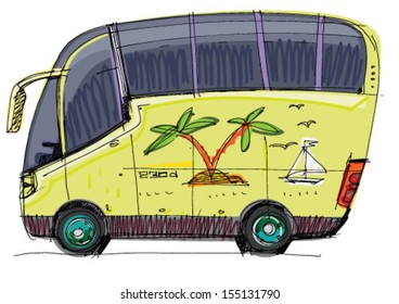 tourist bus - cartoon