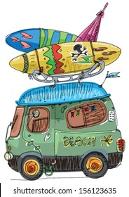 tourist bus - cartoon