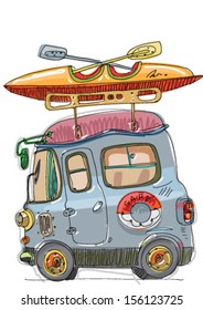 tourist bus - cartoon