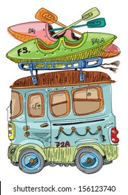 tourist bus - cartoon