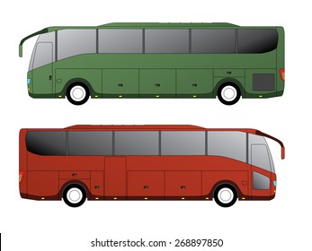 Tourist bus design with single axle in the back side view