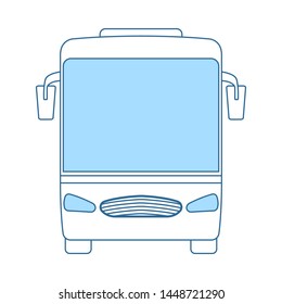Tourist Bus Icon. Thin Line With Blue Fill Design. Vector Illustration.