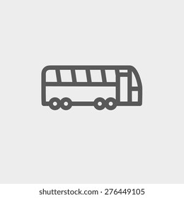 Tourist bus icon thin line for web and mobile, modern minimalistic flat design. Vector dark grey icon on light grey background.