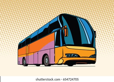 tourist bus, public transport. Pop art retro vector illustration
