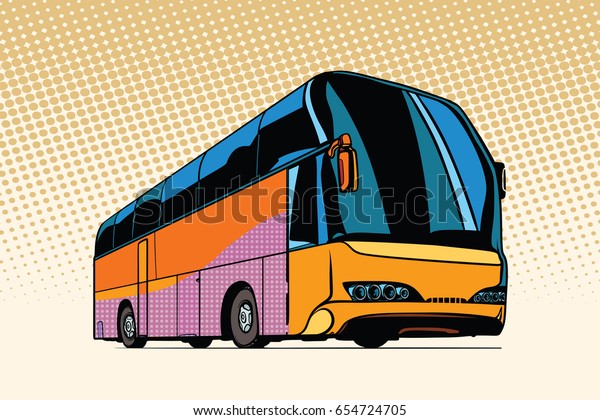 tourist bus, public transport. Pop art retro\
vector illustration