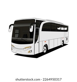 Tourist bus, public transport vector art on white background