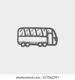 Tourist bus sketch icon for web, mobile and infographics. Hand drawn vector dark grey icon isolated on light grey background.