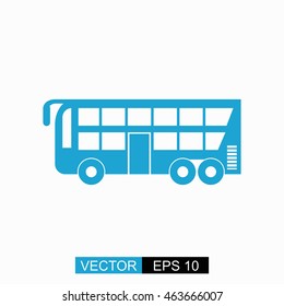 Tourist bus vector. Isolated blue icon on white background.