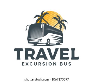 Tourist bus vector logo on white background.