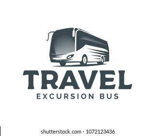 Logo vectorial de bus turístico sobre fondo blanco.