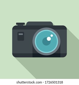 Tourist camera icon. Flat illustration of tourist camera vector icon for web design