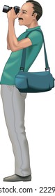 Tourist with Camera Vector Illustration