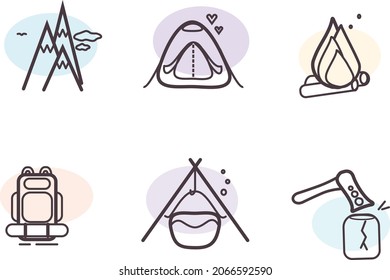 tourist camp wildlife adventure icons