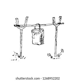 Tourist, camping pot. Vector illusctration.