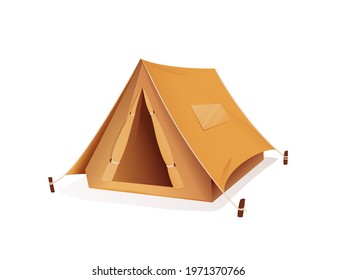 Tourist camping tent, campsite sport equipment. 3d style vector illustration of tent for tourism and hiking activities.